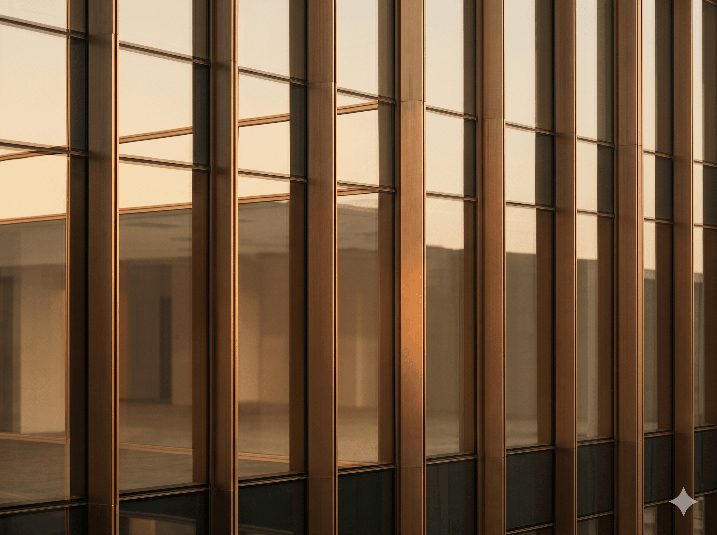 Close-up of aluminium facade detailing on a Dubai building